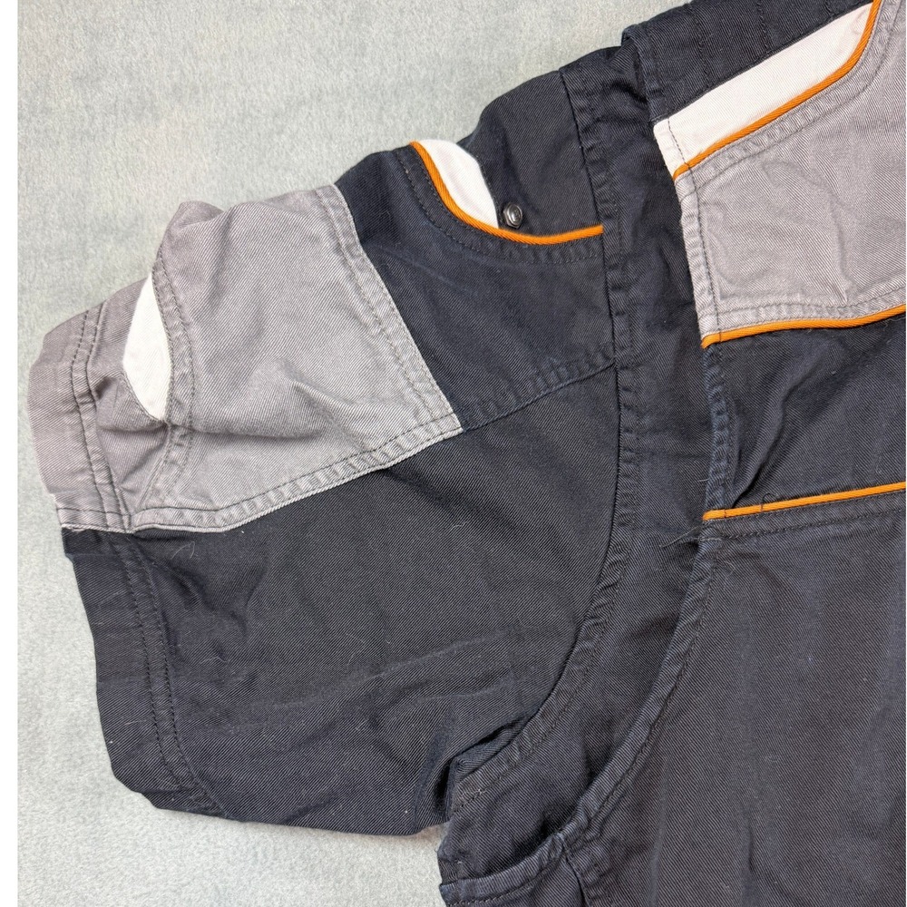 Harley-Davidson Mens 3XL Colorblock Button Up Garage Shirt Black Grey Orange - Picture 4 of 13